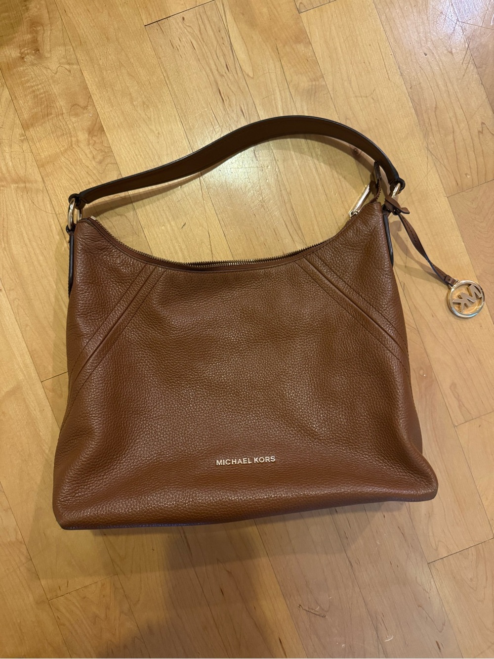 Michael Kors Chestnut Brown Pebbled Leather Shoulder Bag